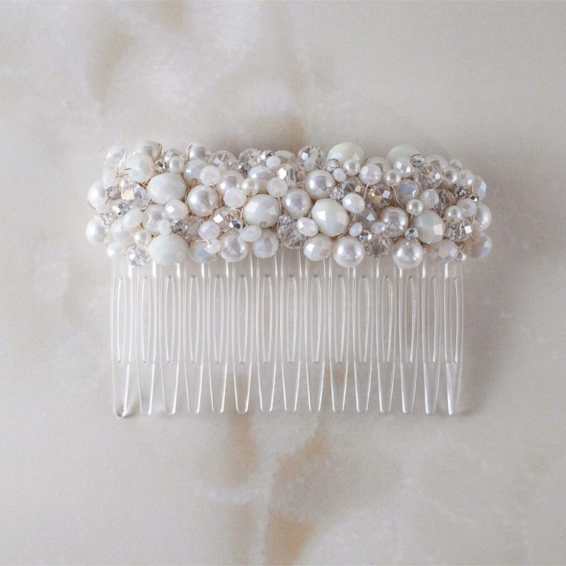 Pettinino per capelli da matrimonio - perle di fiume e cristalli - accessori per capelli da matrimonio