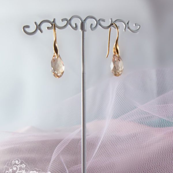 orecchini in cristalli Swarovski Goccia 17 mm in colore Golden Shadow - orecchini in argento 925 dorati
