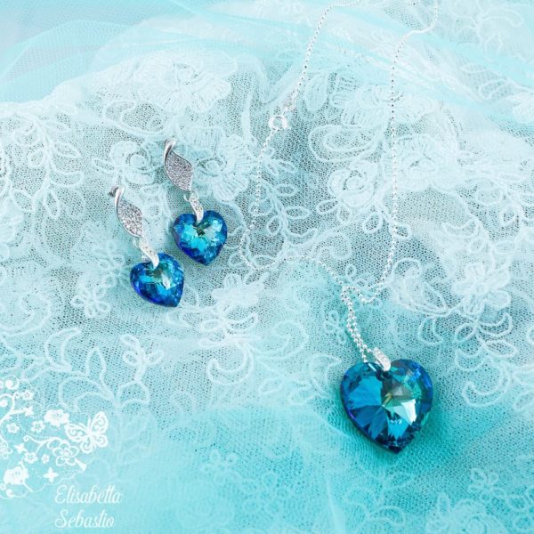 swarovski blue ocean heart necklace 06