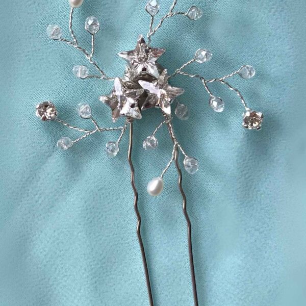 STAR - Hair pin with star shaped crystals and pearls